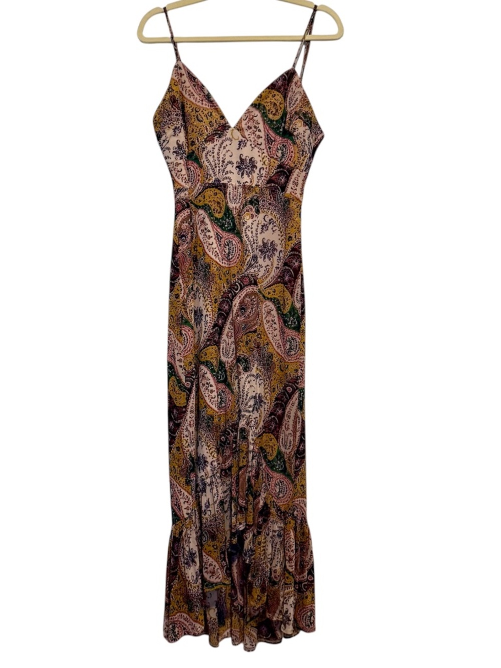 Dress Forum Los Angeles Paisley Maxi Slip Dress Asymmetrical Hem Size Medium